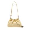 Small gold ball chain pleated cloud bag portable shoulder underarm bag black leather design niche messenger bag