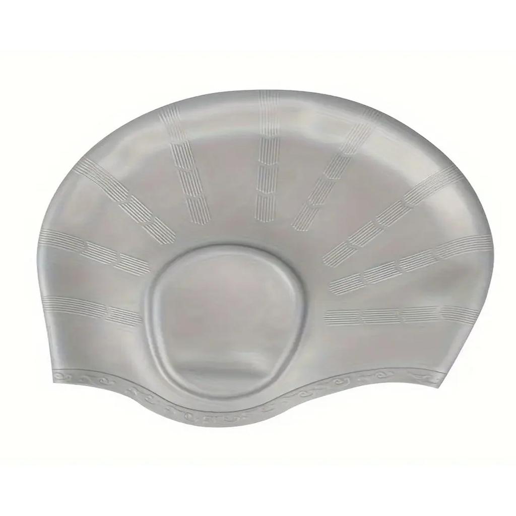 Silikon-Badekappe für Männer und Frauen, gleiche Stil-Badekappe, vergrößerter Ohrenschutz, wasserdichte Erwachsenen-Badekappe