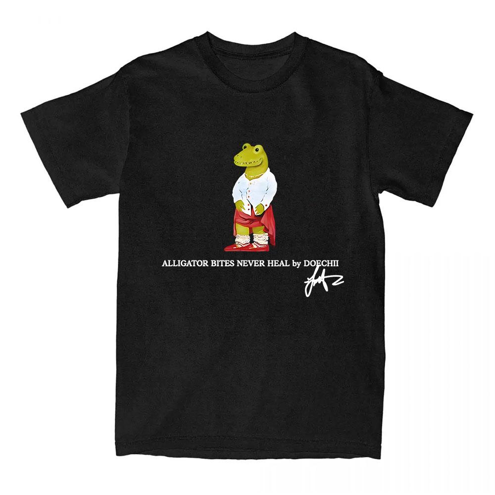 

DOECHII Футболка с аллигатором Хлопок Короткий рукав Мода Женские футболки Унисекс Хип-хоп Уличная одежда Повседневная Футболка с круглым вырезом Мягкая Женская футболка XXL чёрный