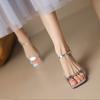 Fashion Women's Fashion Chunky Sandals Summer Square Head Open-toe Button Non-slip Wear-resistant High Heels