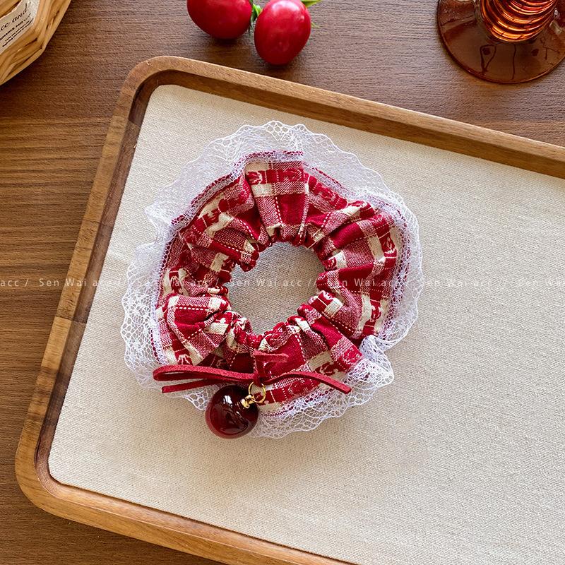 Красная вишневая квадратная повязка-бант для волос, широкая резинка для волос, цветок на голову для женщин, новая веревка для хвоста, аксессуары для волос