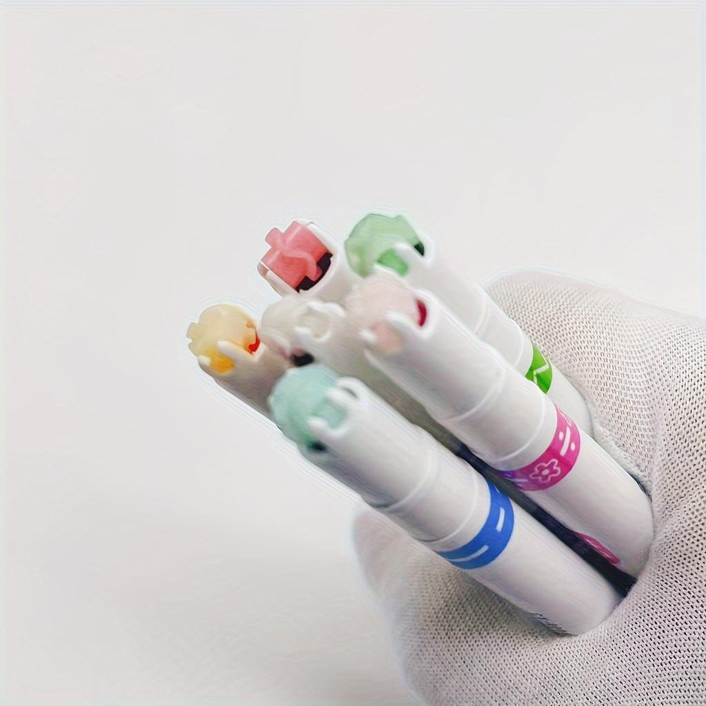 6pcs Flower Line Shape Highlighter Pen Roller Tip Curve Liner Marker Kawaii Stationery for School Office Supplies Gifts