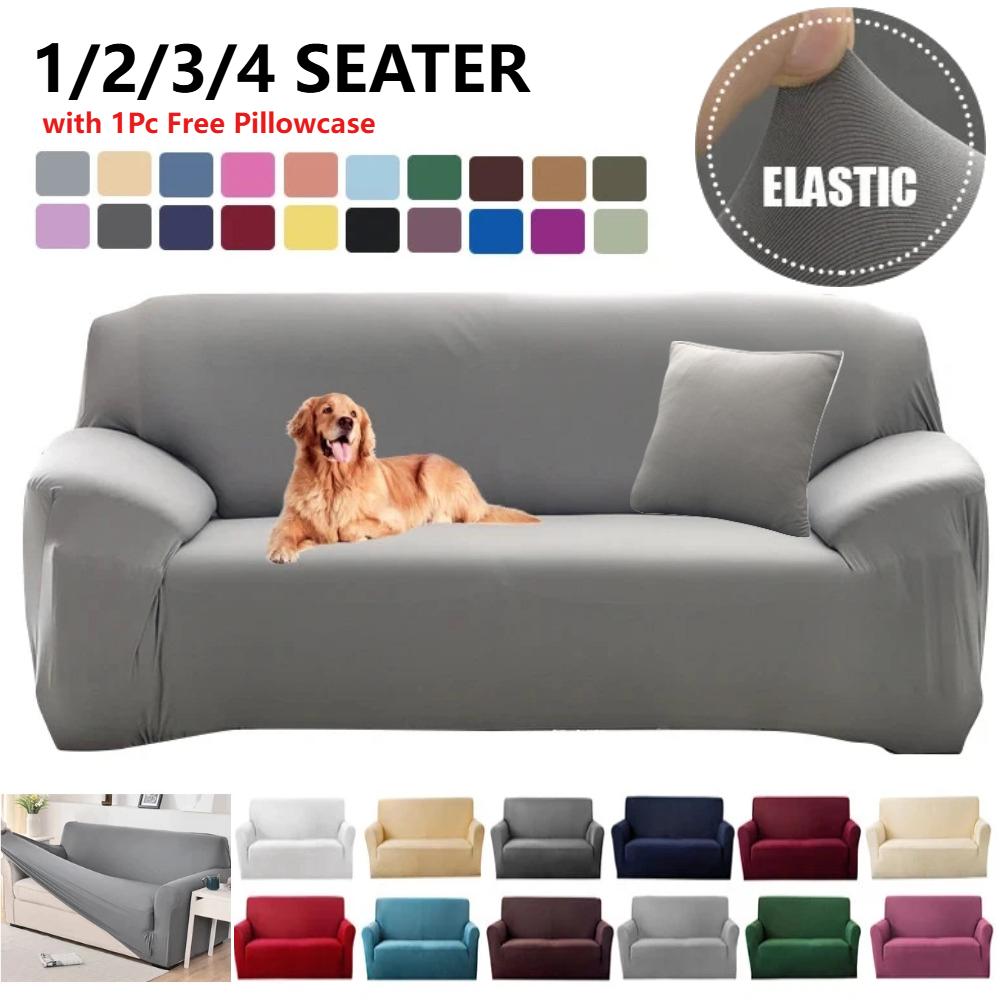 Solid Color Elastic Sofa Covers for Living Room Spandex Sectional Corner Sofa Slipcovers Couch Chair Cover 1/1/1/1 Seater