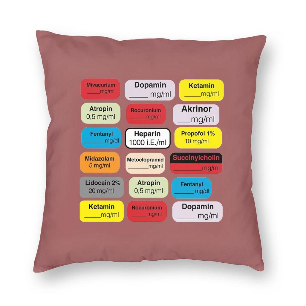 Anesthesia Medication Square Pillowcase Pillow Cover Cushion Throw Pillow for Home Bedroom Car