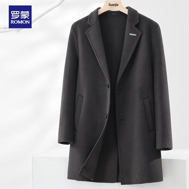 ROMON Men's Mid-Length Slim-Fit Double-Faced Wool Coat