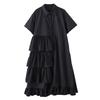 DIMANAF 2025 Women Plus Size Summer Dress Casual Dress Basic Vintage Lace Spliced Buttons Loose Long Dress