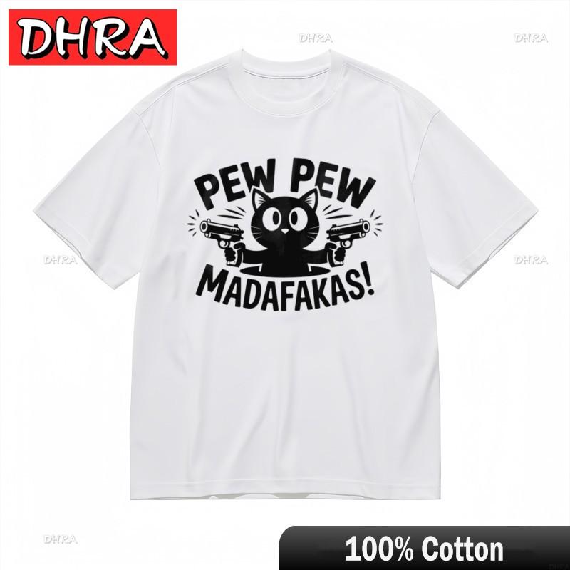 

Womens Plus Size Trend Classic TShirt Funny Cartoon Cat Shooting Action TeeCool Cute Harajuku Graphic TShirts for Streetwear S