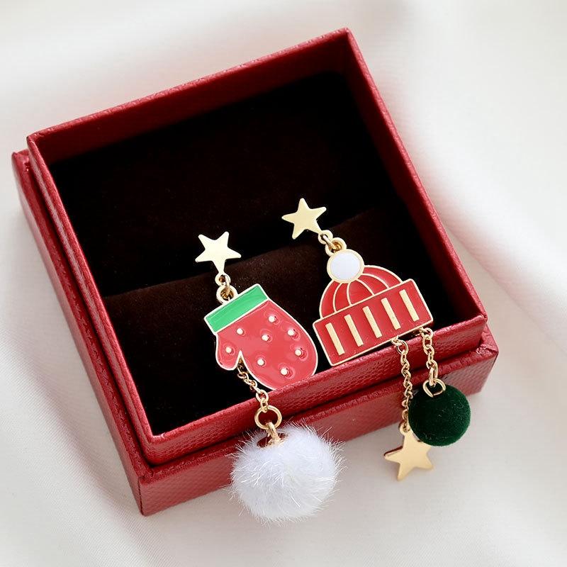 Colourful Zircon Christmas Tree Earrings For Women Sparkling Crystal Snowflake Elk Earring Girls New Year Holiday Jewelry Gifts