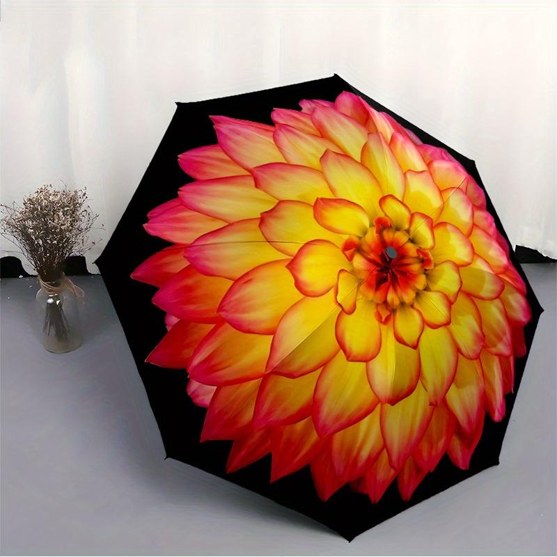 1pc Flower Print Automatic Open/close Folding Umbrella, Compact Portable Travel Umbrella, Perfect Birthday/Christmas, Cute Umbrella, Durable