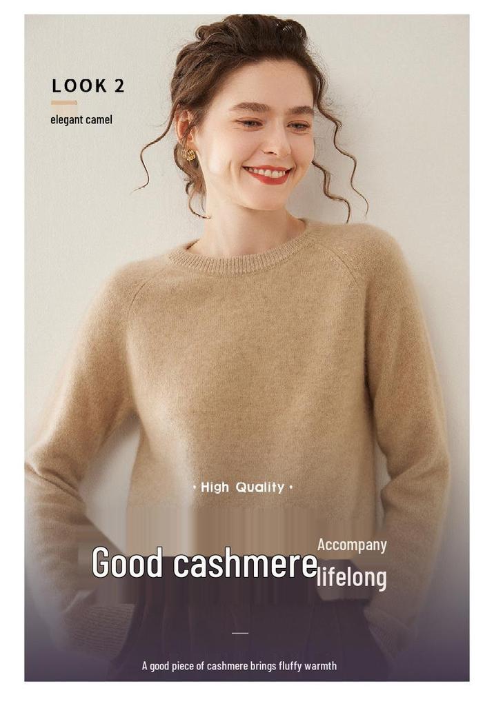 Women's Soft Cashmere Knit Long Sleeve Raglan Sweater - Warm, Loose, Comfortable, Versatile Layering Top
