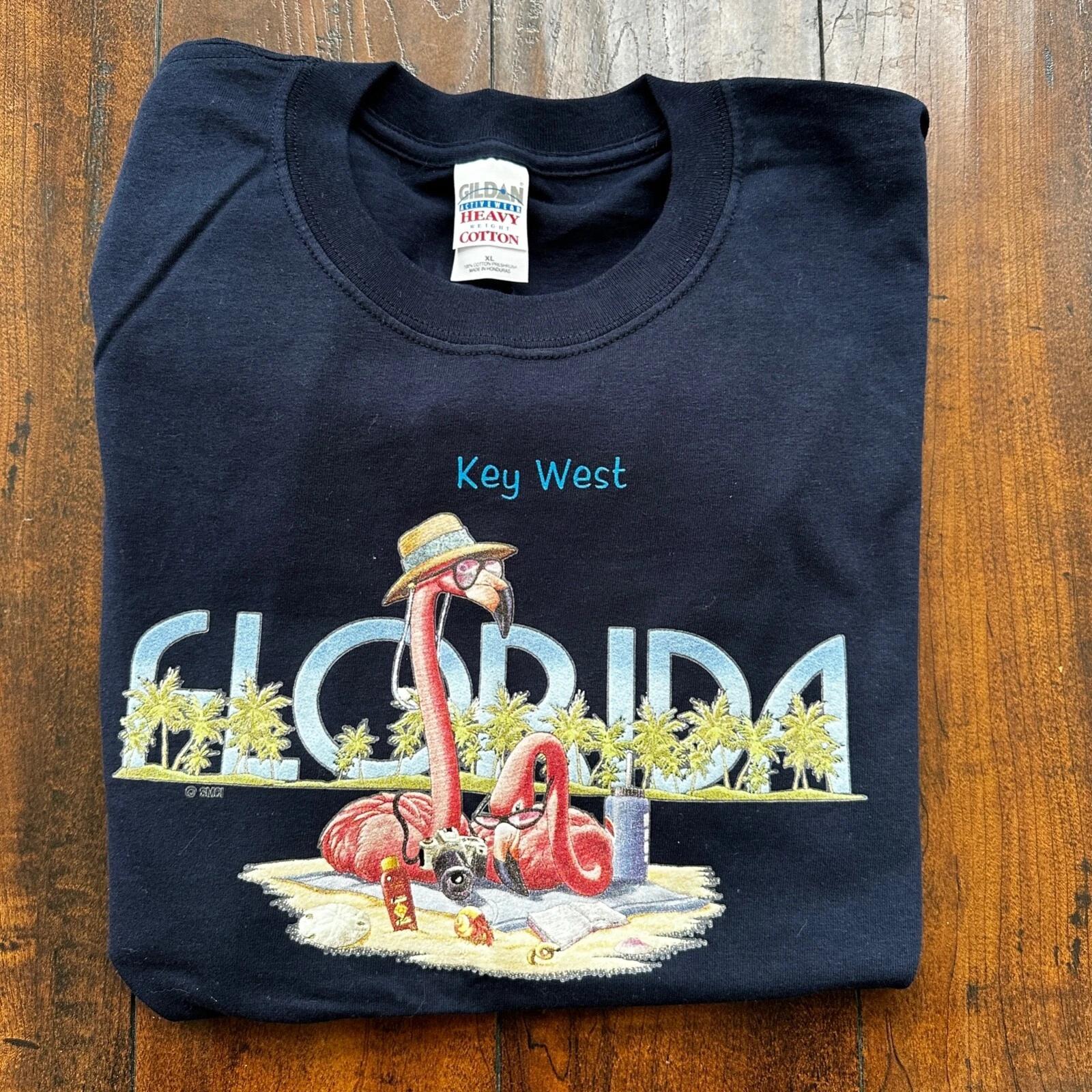 Florida Key West Flamingo Vintage T Shirt Funny Travel USA America Tourist Tee S