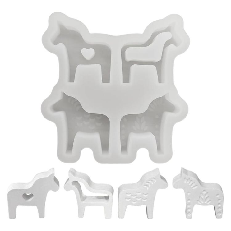 Creative Multiple Pose Dalahorse Silicone Mould For Artisanal Producing Plasters Figurines And Home Decoration