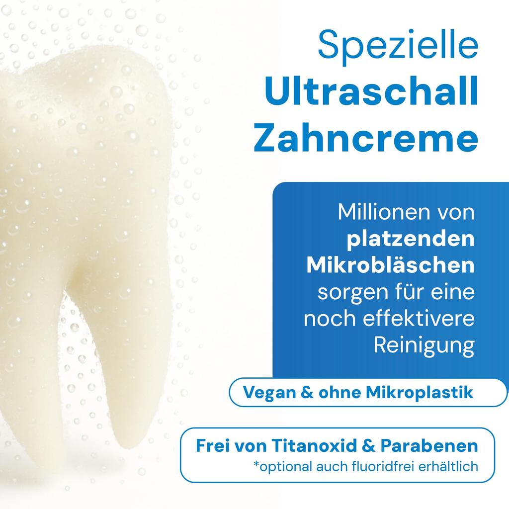 Metallic Electric Ultrasonic Toothbrush Ideal for Sensitive Teeth and Optimal Cleaning Without Up to 12 Days of Use emmi®-dent (Starter Set, White) -