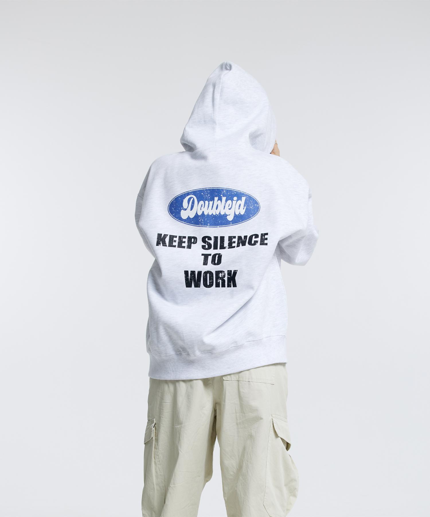 Double Jd Keep Silence Hoodie (Light Grey) M