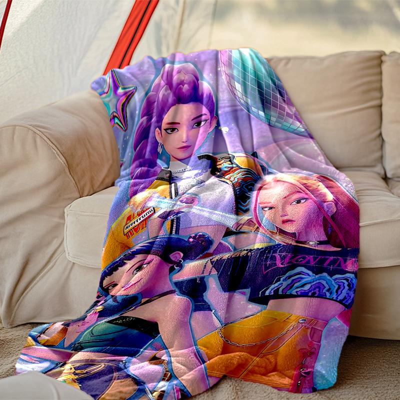 1pc Easy-Care Kpop Demon Hunters Blanket, Perfect for Couch, Bed, Home, Travel & More, Warm & Durable Printed Blanket