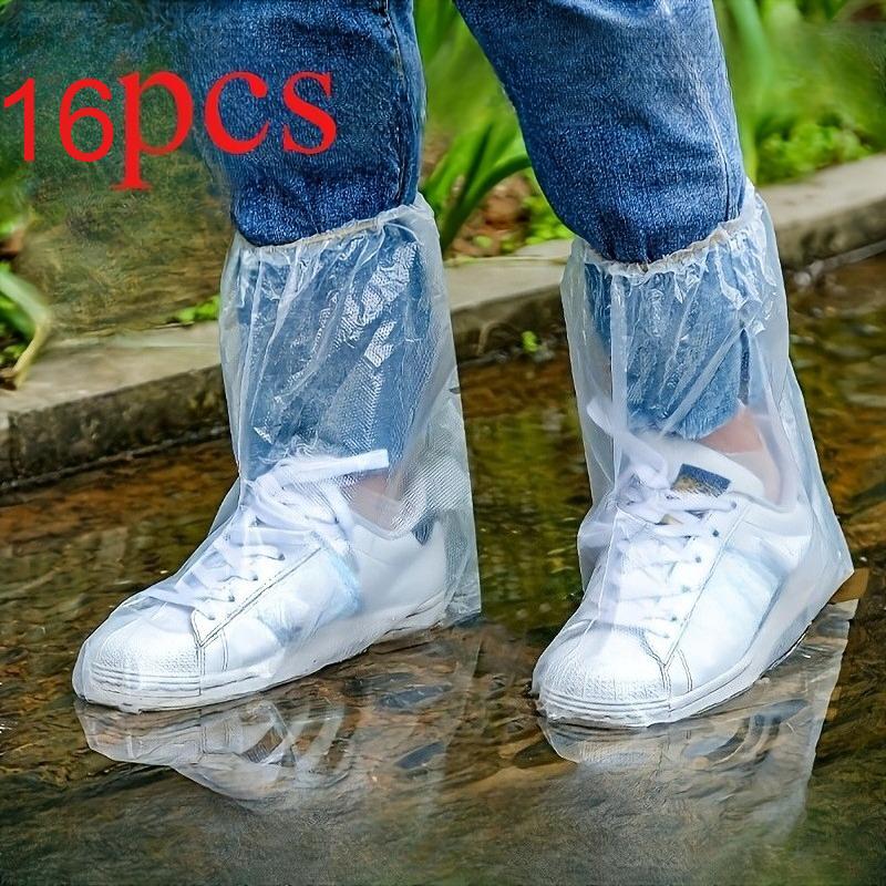 8 pairs of Transparent Sandproof Shoe Covers - High-Quality,Slip-Resistant,Washable Disposable,Designed for Rain Boots, Sneakers