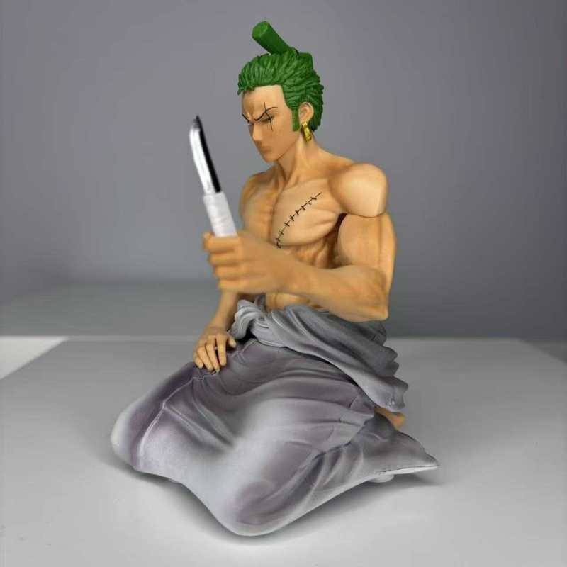 Neues Knieendes Bademantel Roronoa Zoro One Blade Flow Box-Set Anime-Statue Handgefertigtes Modell Schreibtisch-Sammlung Ornament Geschenk
