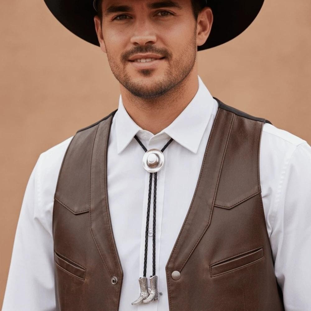 High-end Cowboy Hat Boots Necklace Exquisite Leather Rope Tie Decor Versatile