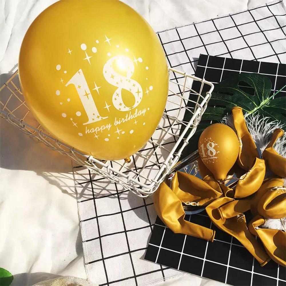 Gold Adult Printed Pearlised Latex Decoration Party Supplies Balloons 18th Happy Birthday