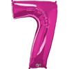 40'' Mylar Balloon - GRABO - Number 7 - Fuchsia - Self-Sealing Valve - Party Decoration