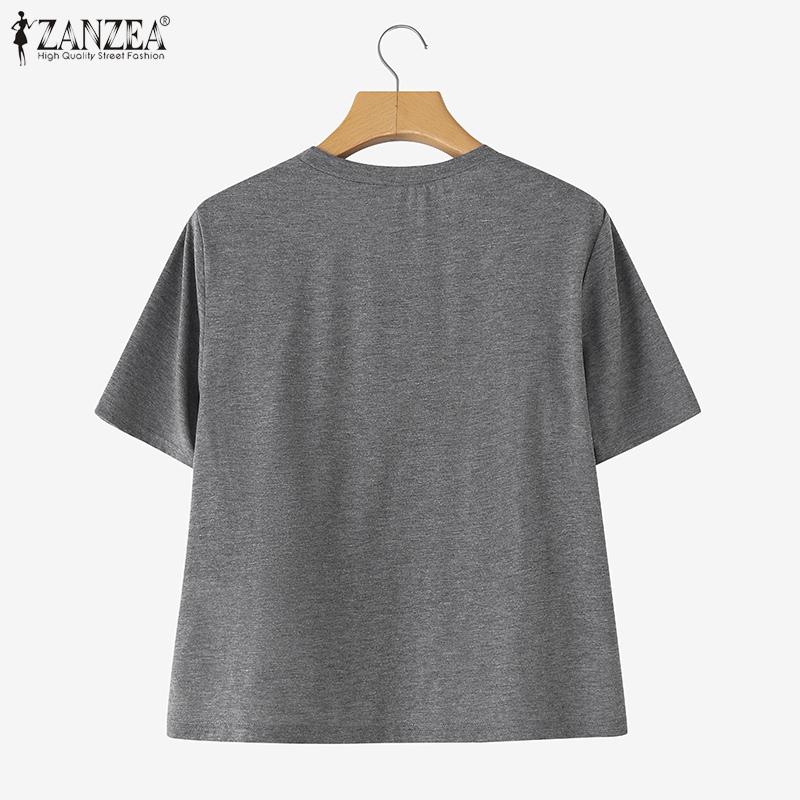ZANZEA Womens Casual Patchwork Lace Crochet Summer Short Sleeve T-shirts