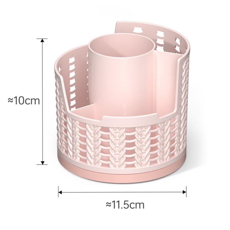 

360° Rotating Makeup Storage Box Desktop Makeup Organizer Cosmetic Brush Holder Lipstick Eyebrow Pencil Holder Jewelry Container рожевий