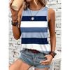 Women's Sleeveless Round-neck Vests Fashionable Geometric Color Block Printed Summer Street Fashion Casual Wear