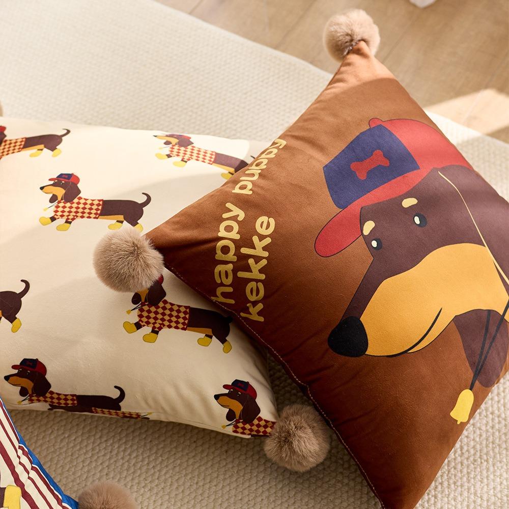 Dachshund Dog Couch Pillow Lumbar Support Cushion with Insert Cartoon Versatile for Living Room Bedroom Decor