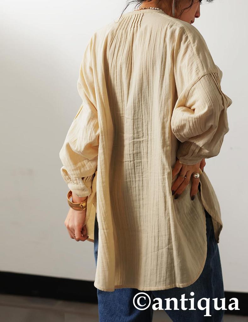 Antiqua Indian Cotton Pullover One Size Natural Women's Blouse/Shirt, IYA-00059, 03,