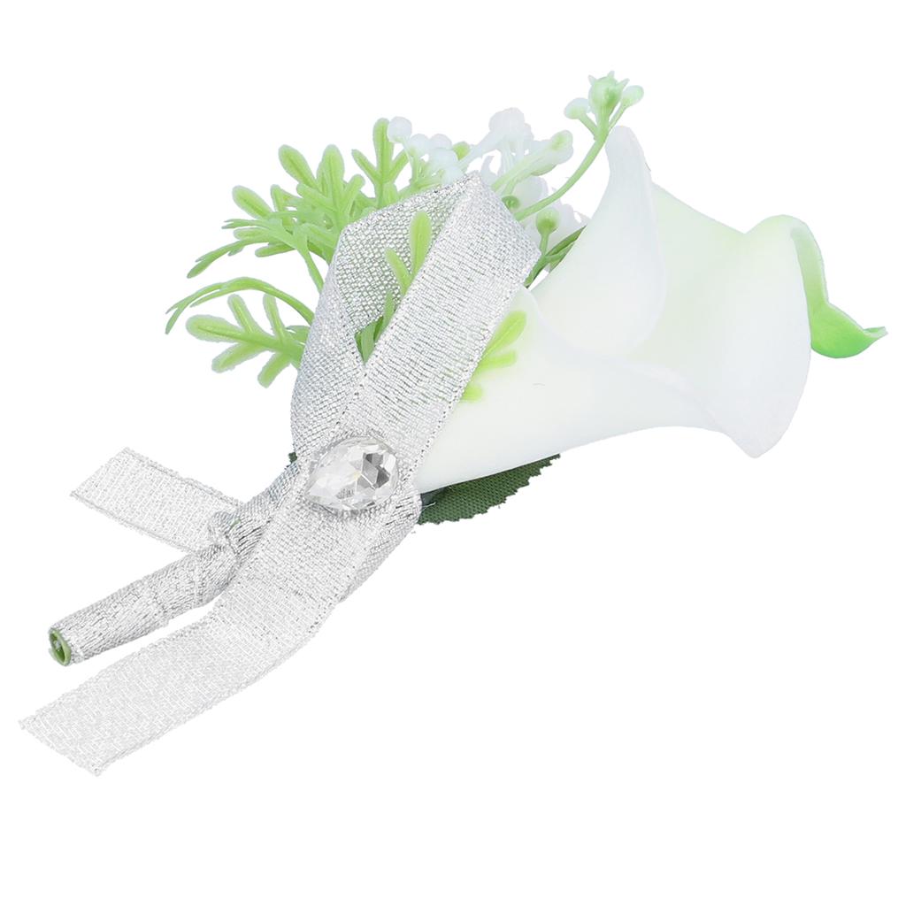Artificial Flower Wedding Corsage Groom Bride Boutonniere Brooch Wedding Party DecorMilky White