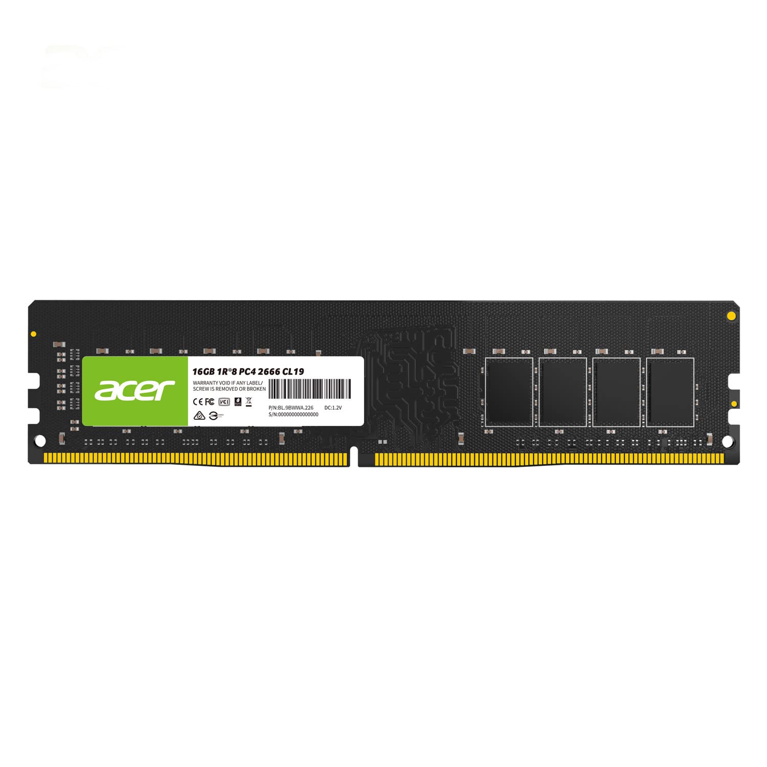 

Acer Desktop PC Memory 16GB DDR4 DRAM DIMM Official Distributor Product PC4-21300 (DDR4-2666) UD100-16GB-2666-2R8