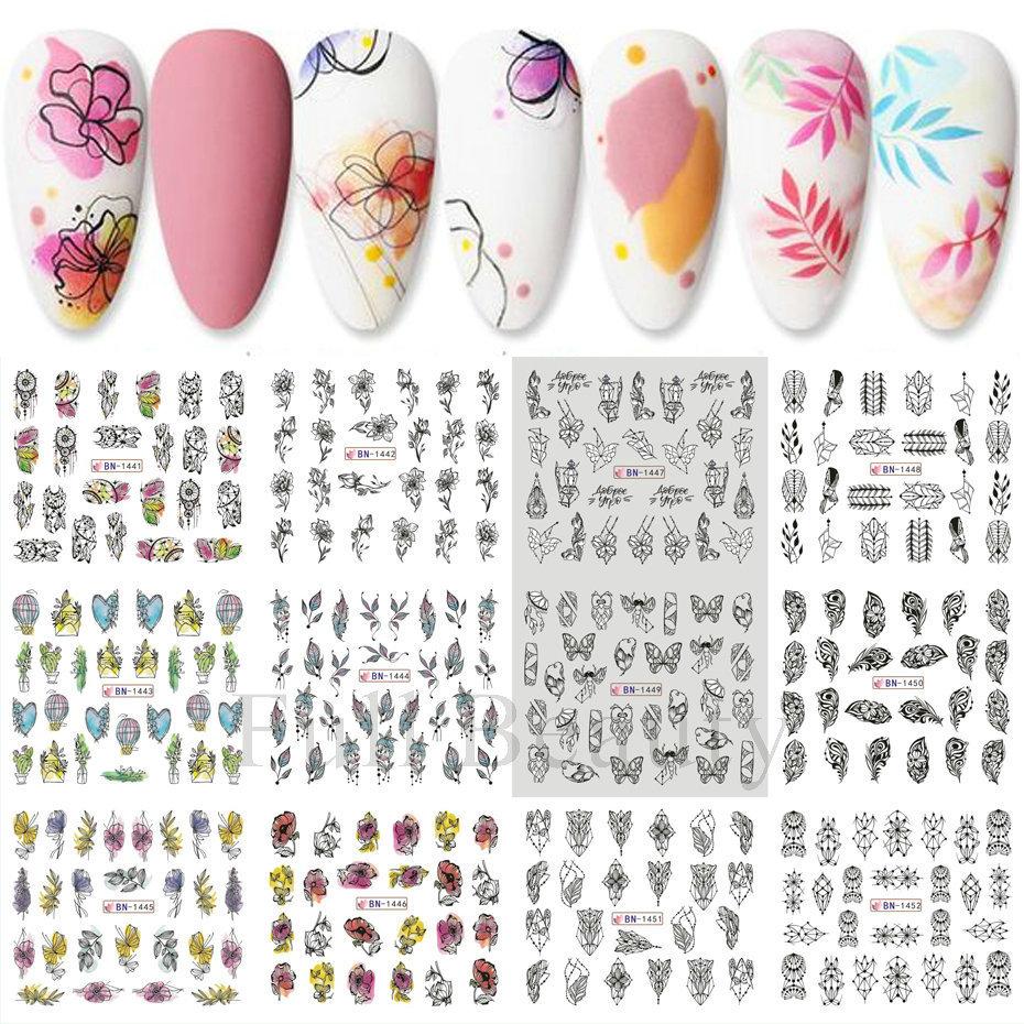Nail Art Sticker, Spring And Summer Flower And Grass Series, Zou Ju Flower Watermark Nail Sticker