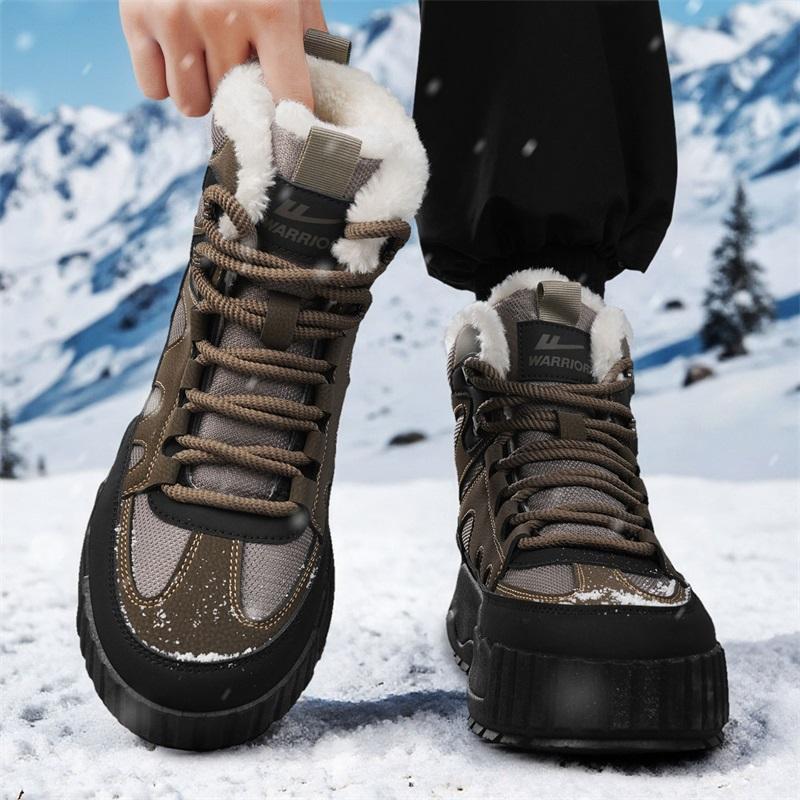 Warrior Warm Durable Height-Increasing Non-Slip Supportive Balance Cotton Fashion Versatile Trendy Casual Classic Retro Snow Boots WXY-M365N02M