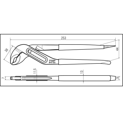 TOP Industrial (TOP) Three-Piece Water Pump Pliers, 6-51mm Opening, 9 Adjustable Positions, Forged, for Water Supply, Faucets, and Plumbing, WP3-250,