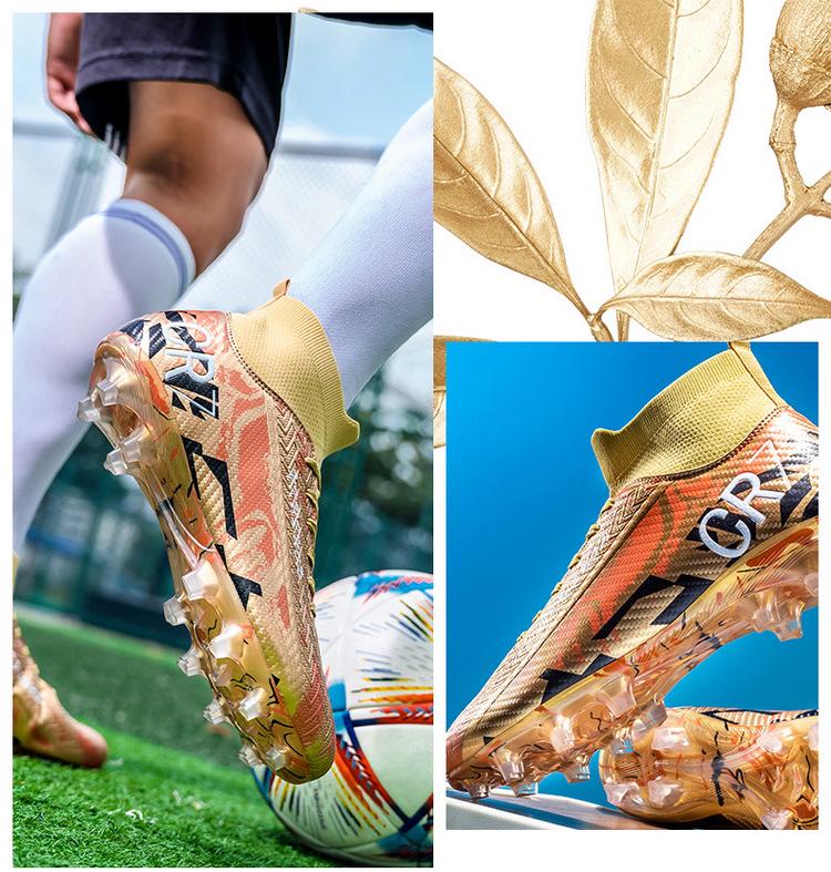 Unisex High-Top Football Shoes for Artificial Turf with Long Spikes, Suitable for Students and Adults, Ideal for Training and Matches.