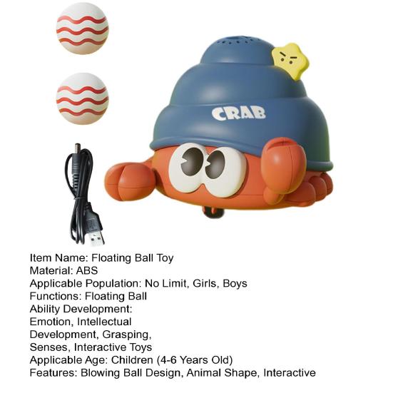 Electric Floating Ball Ladybug Toy with 2 Balls USB Rechargeable Babies Educational Hermit Crab Blowing Suspension Ball Interactive Toy