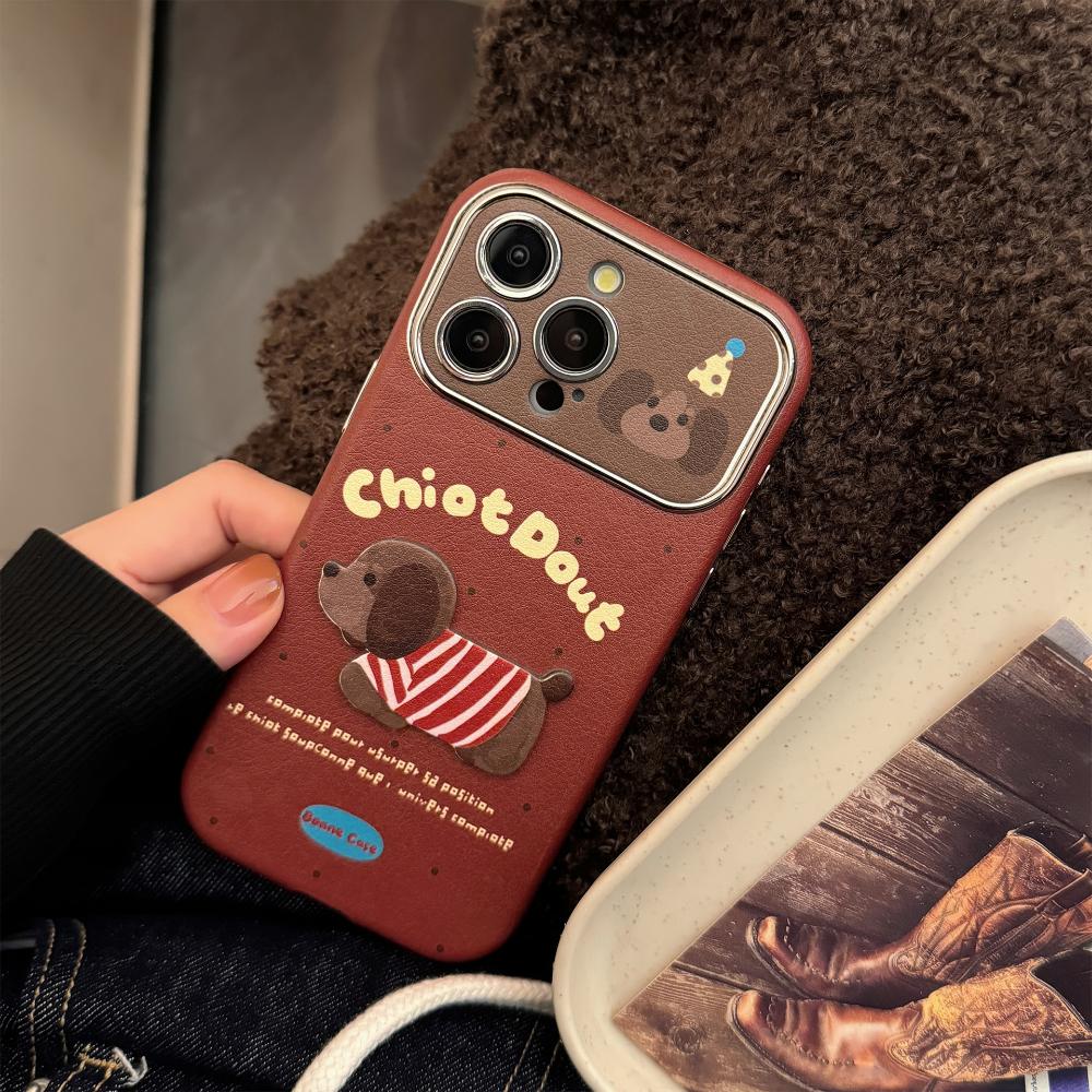 Autumn and Winter Couple Puppies Suitable for 16promax Apple Mobile Phone Case Iphone15 Three-dimensional Cartoon 14 Leather Set 17