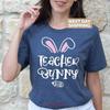 Teacher Bunny T Shirt Easter For Teachers Cute Happy Day Vintage Graphic Breathable Stylish Stretched Versatile