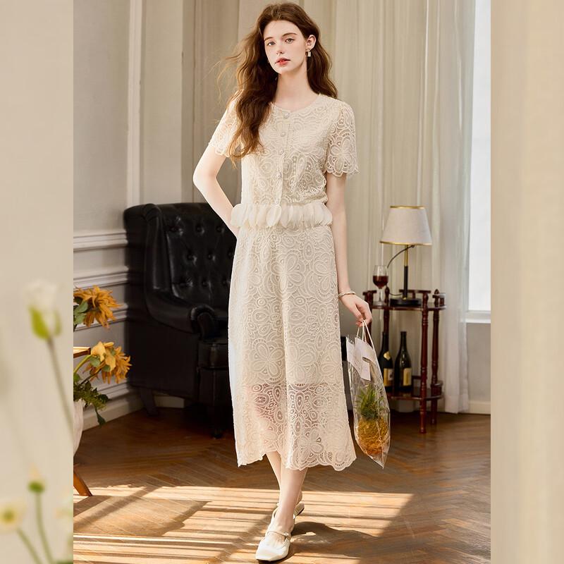 Bailuyu Women's Embroidered Lace Two-Piece Set
