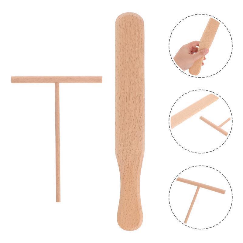 

2 Pcs Spatula Pancake Wooden Rake Crepe Dough Scraper Maker Spreaders Food Frying Size 1