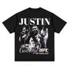 2026 Justin Gaethje Maglietta Grafica da Uomo Cotone Flessibile Traspirante Stampa Y2K Oversize Girocollo Allenamento Boxe Maglietta Casual