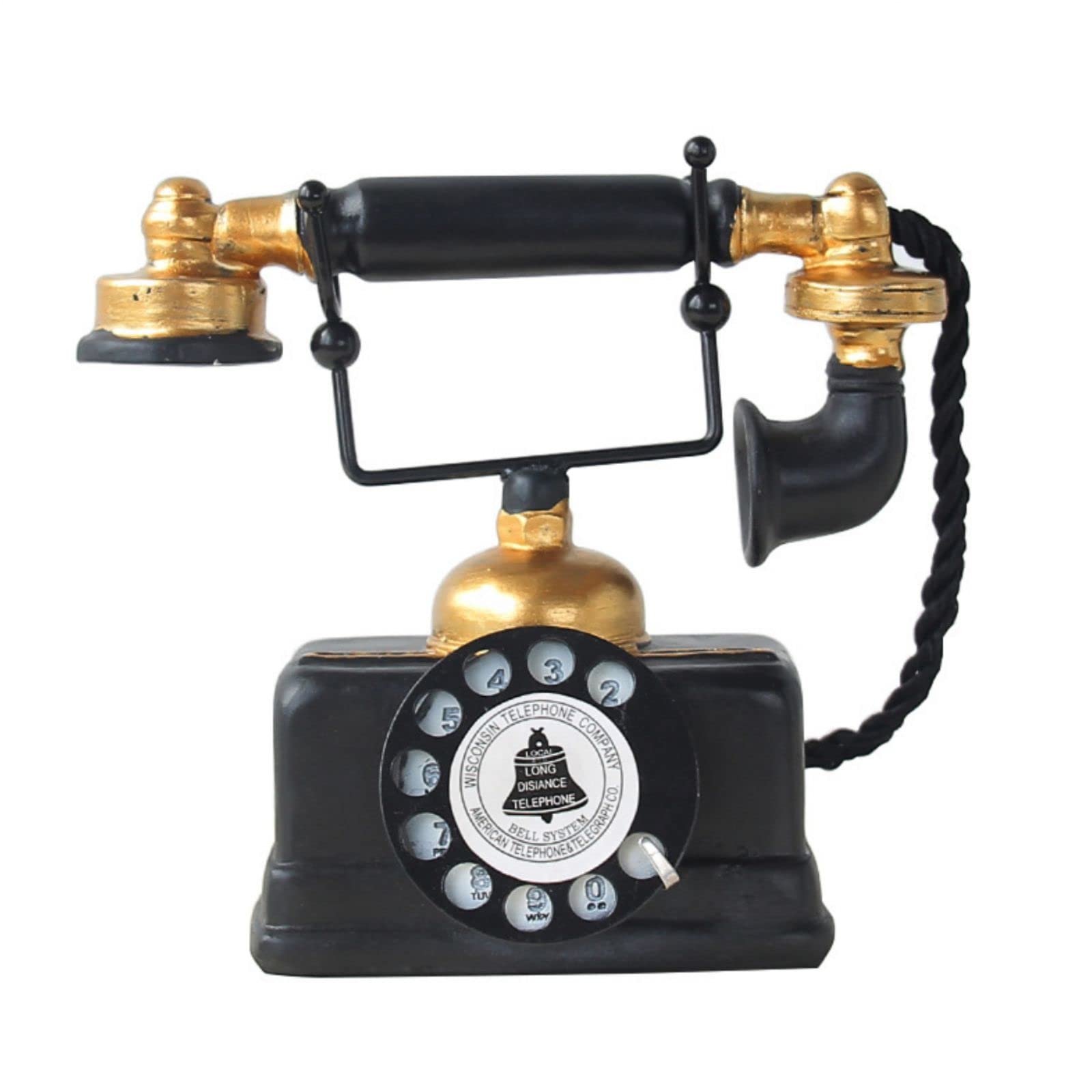 

PLEAVIT Black Telephone, Decorative Figurine, Model Toy, Retro Antique Style (A)