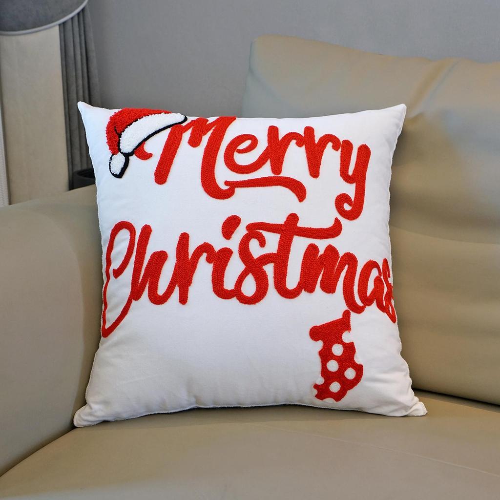 Christmas Throw Pillow Covers 18 X 18 Inch Embroidered Pillowcase Embroidered Pillow Cover For Living Room Bedroom Couch Sofa