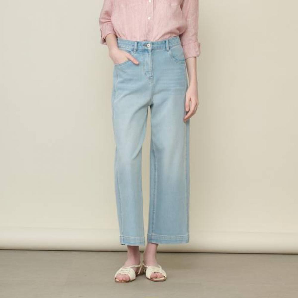 Bcbg Wide Straight Light Blue Denim Pants B6m4p367 Light Blue (51)/55