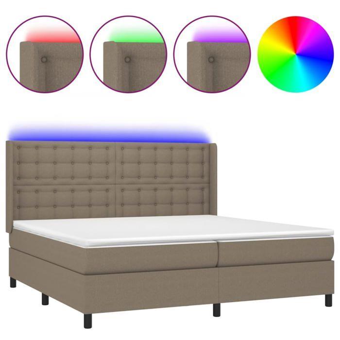 VidaXL Sommier à Lattes de Lit avec Matelas et LED, Lit Rembourré avec Tête de Lit, Lit Double, Lit Adulte de Chambre, 3138665