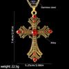 Collana con Ciondolo a Croce Borchiato di Diamanti Stile Gotico Y2K in Acciaio Inossidabile, Catena Lunga e Grande Colorata Personalizzata Vintage per Maglione da Uomo