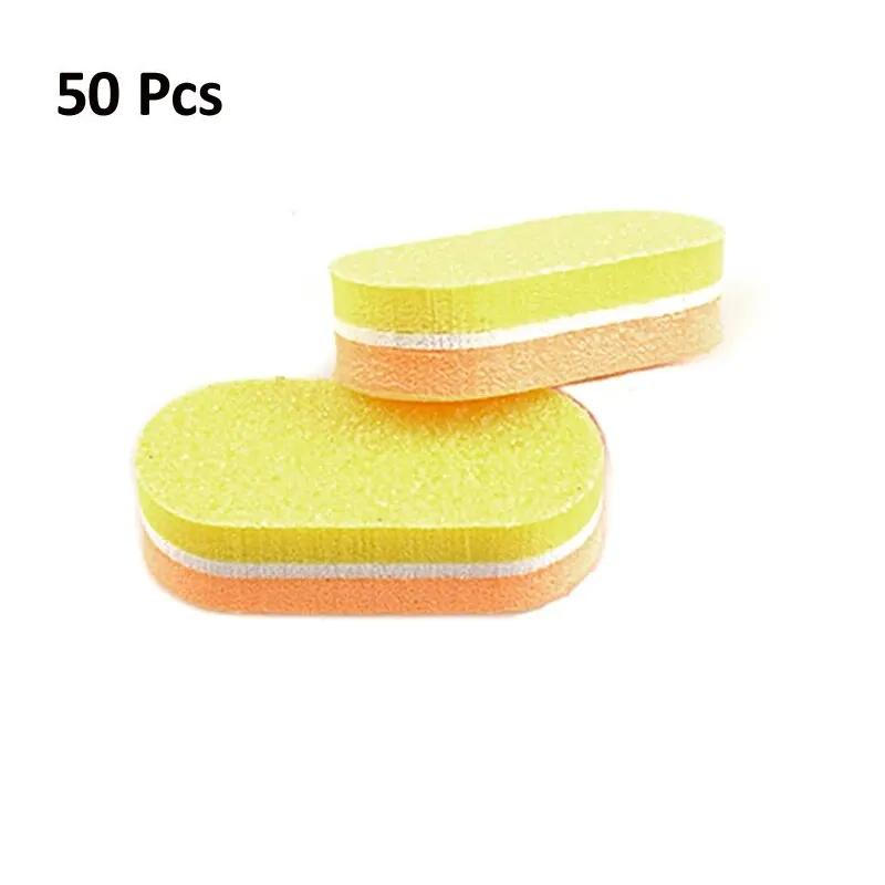 

50 шт. Міні-пилки для нігтів Block Grit Sponge буфери для акрилових нігтів Buffing Block Двосторонні інструменти для манікюру DIY Salon жовтий оранжевий колір