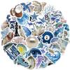 50 Silver Blue Ocean Ins Graffiti Stickers Decorate Guitar Notebook Suitcase DIY Waterproof Stickers