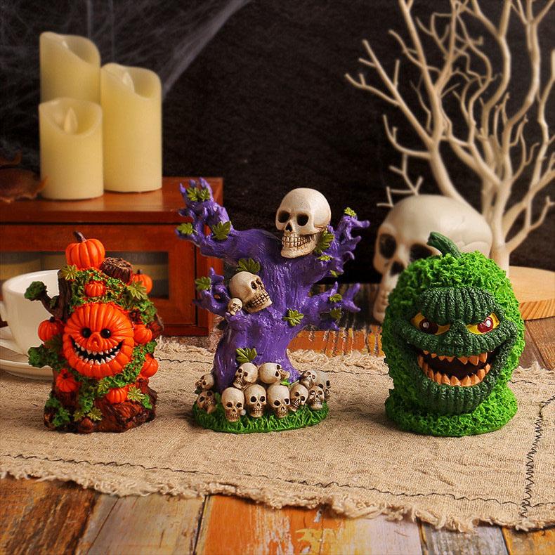 Cross Border Halloween Tree Spirit Green Pumpkin Monster Ornament Desktop Party Funny Skull Tree Horror Atmosphere Decoration