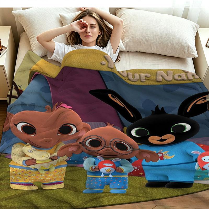 1PC Bing Custom Name Patterned Flannel Blanket Suitable For All Seasons for Home Decor Warmth and Comfort Gifts Holiday Present
